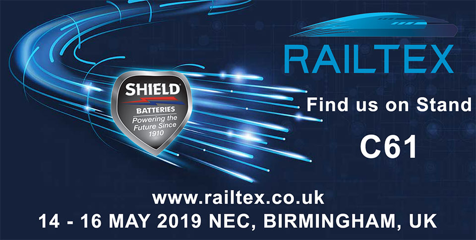 Shield Batteries To Exhibit At Birmingham NEC Railtex 2019